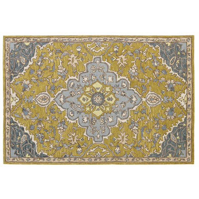 Wool Area Rug 140 x 200 cm Yellow and Blue MUCUR