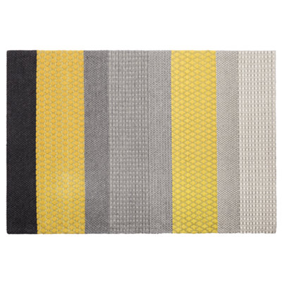 Wool Area Rug 140 x 200 cm Yellow and Grey AKKAYA