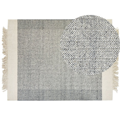 Wool Area Rug 160 x 230 cm Grey and Off-White TATLISU