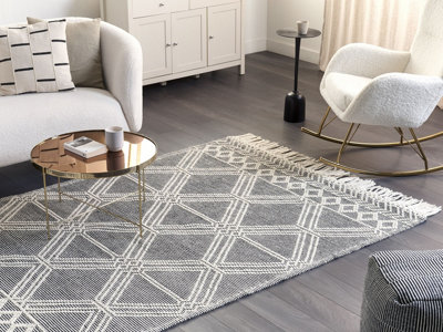 Wool Area Rug 160 x 230 cm Grey and Off-White TOPRAKKALE