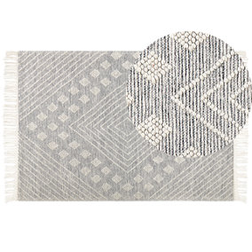 Wool Area Rug 160 x 230 cm Grey and White SAVUR