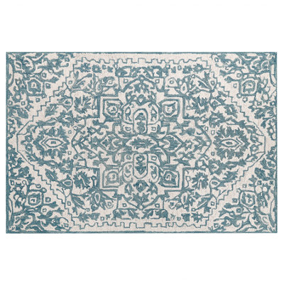 Wool Area Rug 160 x 230 cm White and Blue AHMETLI