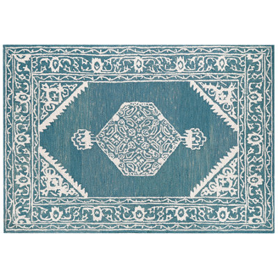 Wool Area Rug 160 x 230 cm White and Blue GEVAS