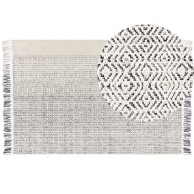 Wool Area Rug 160 x 230 cm White and Grey OMERLI
