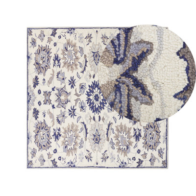 Wool Area Rug 200 x 200 cm Beige and Blue KUMRU