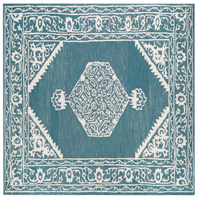 Wool Area Rug 200 x 200 cm White and Blue GEVAS