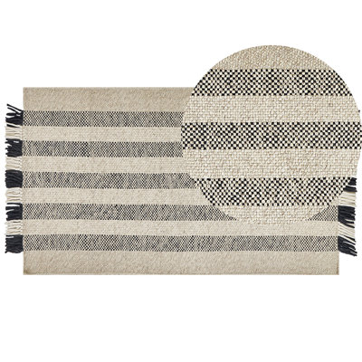 Wool Area Rug 80 x 150 cm Off-White and Black TACETTIN