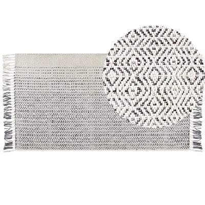 Wool Area Rug 80 x 150 cm White and Grey OMERLI