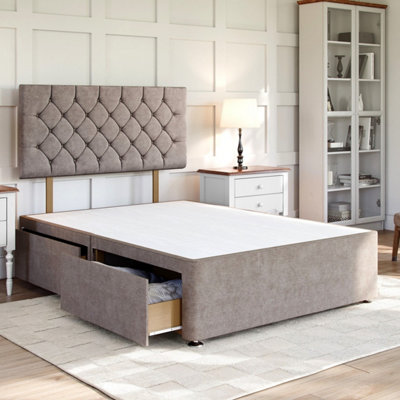 Wool Bronze Platform Top Divan Bed Base 4FT6 Double with Large End ...