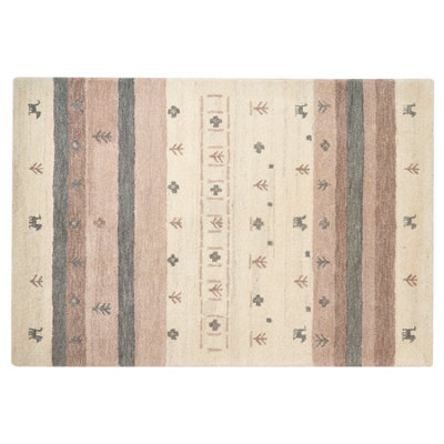 Wool Gabbeh Area Rug 140 x 200 cm Beige and Brown KARLI