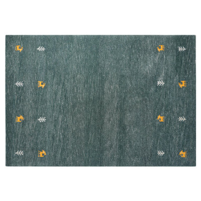 Wool Gabbeh Area Rug 140 x 200 cm Green CALTI