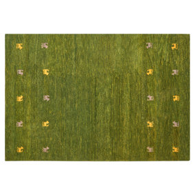 Wool Gabbeh Area Rug 140 x 200 cm Green YULAFI