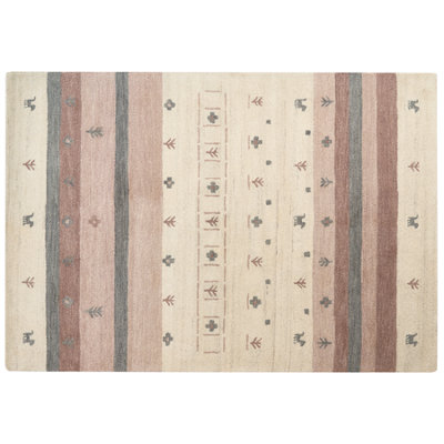 Wool Gabbeh Area Rug 160 x 230 cm Beige and Brown KARLI