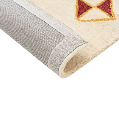 Wool Gabbeh Area Rug 160 x 230 cm Beige MISINLI