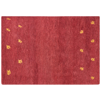 Wool Gabbeh Area Rug 160 x 230 cm Red YARALI