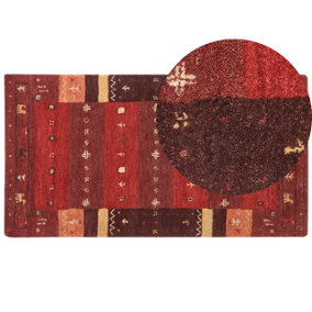 Wool Gabbeh Area Rug 80 x 150 cm Red SINANLI