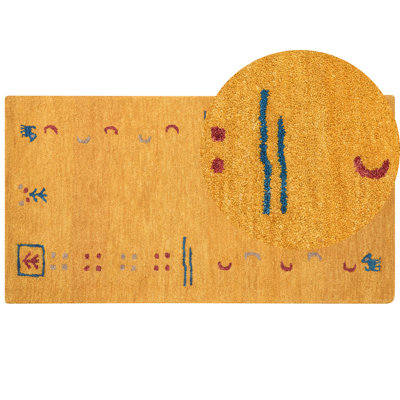 Wool Gabbeh Area Rug 80 x 150 cm Yellow AKALAN