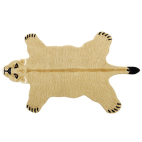 Wool Kids Rug Lioness 100 x 160 cm Beige SARABI