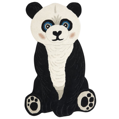 Wool Kids Rug Panda 100 x 160 cm Black and White JINGJING