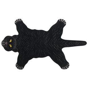 Wool Kids Rug Panther 100 x 160 cm Black BAGHEERA