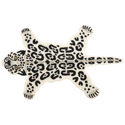 Wool Kids Rug Snow Leopard 100 x 160 cm Beige and White MIBU | DIY at B&Q