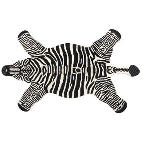 Wool Kids Rug Zebra 100 x 160 cm Black and White MARTY
