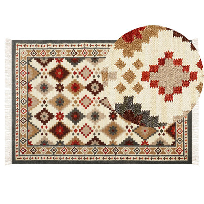 Wool Kilim Area Rug 140 x 200 cm Multicolour GHUKASAVAN