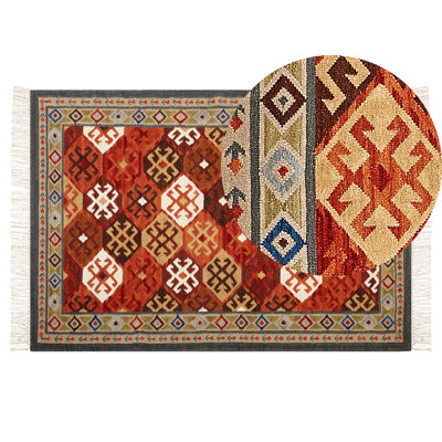 Wool Kilim Area Rug 140 x 200 cm Multicolour URTSADZOR