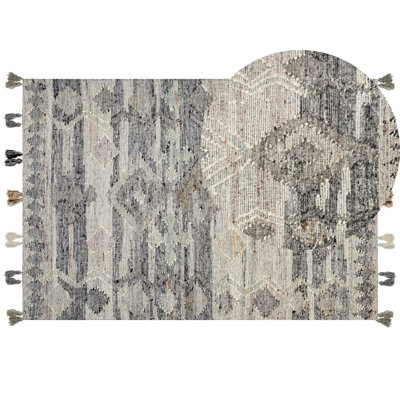 Wool Kilim Area Rug 160 x 230 cm Grey ARATASHEN