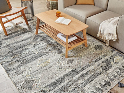 Wool Kilim Area Rug 160 x 230 cm Grey ARATASHEN