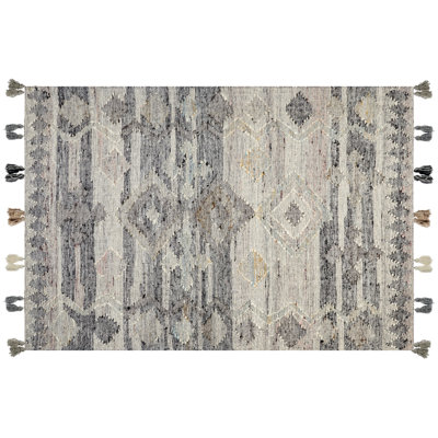 Wool Kilim Area Rug 160 x 230 cm Grey ARATASHEN