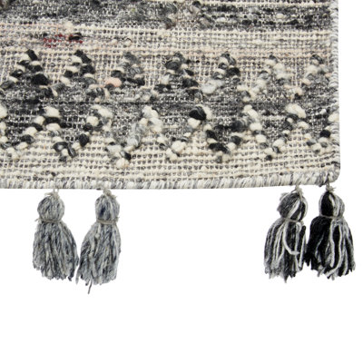 Wool Kilim Area Rug 160 x 230 cm Grey ARATASHEN