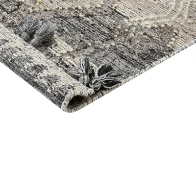 Wool Kilim Area Rug 160 x 230 cm Grey ARATASHEN