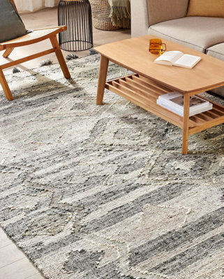 Wool Kilim Area Rug 200 x 300 cm Grey ARATASHEN