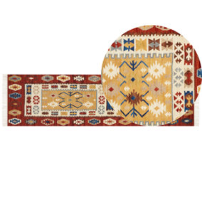 Wool Kilim Runner Rug 80 x 300 cm Multicolour VOSKEHAT