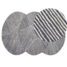 Wool Oval Area Rug 140 x 200 cm White and Graphite Grey ZABOL