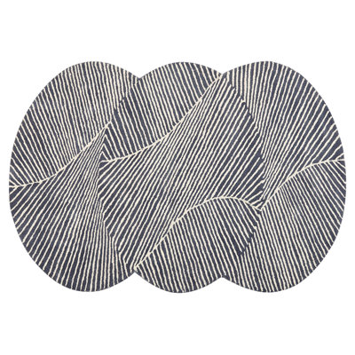 Wool Oval Area Rug 140 x 200 cm White and Graphite Grey ZABOL