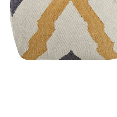 Wool Pouffe Beige and Yellow ZEUGMA - 5
