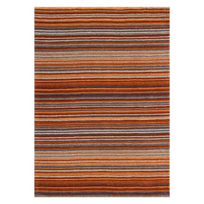 Wool Rug, 10mm Thick Modern Easy to Clean Rug, Handmade Striped Rug for Bedroom, LivingRoom, & DiningRoom-160cm X 230cm