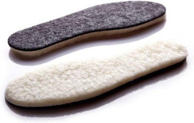 Wool Sheepskin Felt Thick & Fluffy Shoes Insoles Boots Inner Soles (Size UK 6.5)