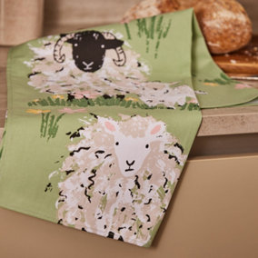 Woolly Sheep Animal Print 100% Cotton Tea Towel