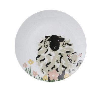 Woolly Sheep Animal Print Porcelain Side Plate