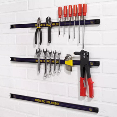Work Expert Heavy Duty Magnetic Tool Holder Strip Set for Garage Wall Storage (3 Pack)