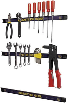 Work Expert Magnetic Strip Garage Wall Tool Holder Storage Set Heavy Duty (3 Pack)