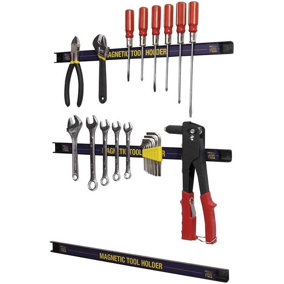 Work Expert Magnetic Strip Garage Wall Tool Holder Storage Set Heavy Duty (3 Pack)