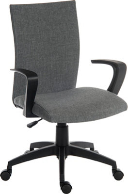 Work Office Chair Swivel Grey Fabric Adjustable Seat Height and Fixed Armrests