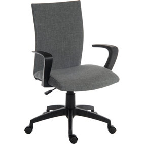 Work Office Chair Swivel Grey Fabric Adjustable Seat Height and Fixed Armrests