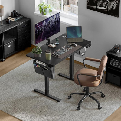 Work Platform, Electric Adjustable Desk with Storage Features, Ink Black