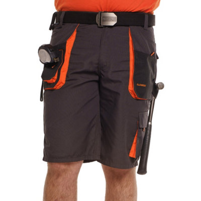 Work Shorts Classic Graphite Orange Black Multi Pockets Durable Canvas ...