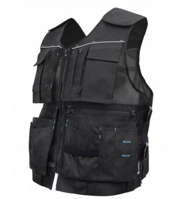 WORK TOOL VEST 15 POCKETS ONE SIZE BLACK MULTI-POCKET SLEEVELESS